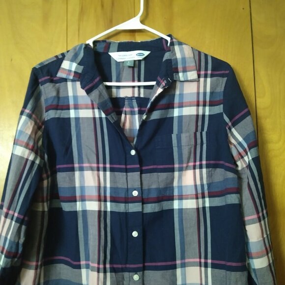 Old Navy The Classic Shirt Women's Large Plaid Button Front Long Sleeve Shirt - Picture 2 of 6